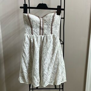 Urban outfitters white lace strapless dress